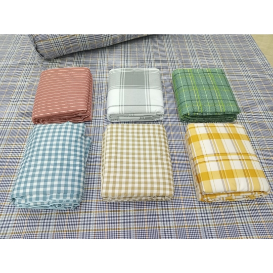 Bộ Ra gối 4 món coton kẻ sọc